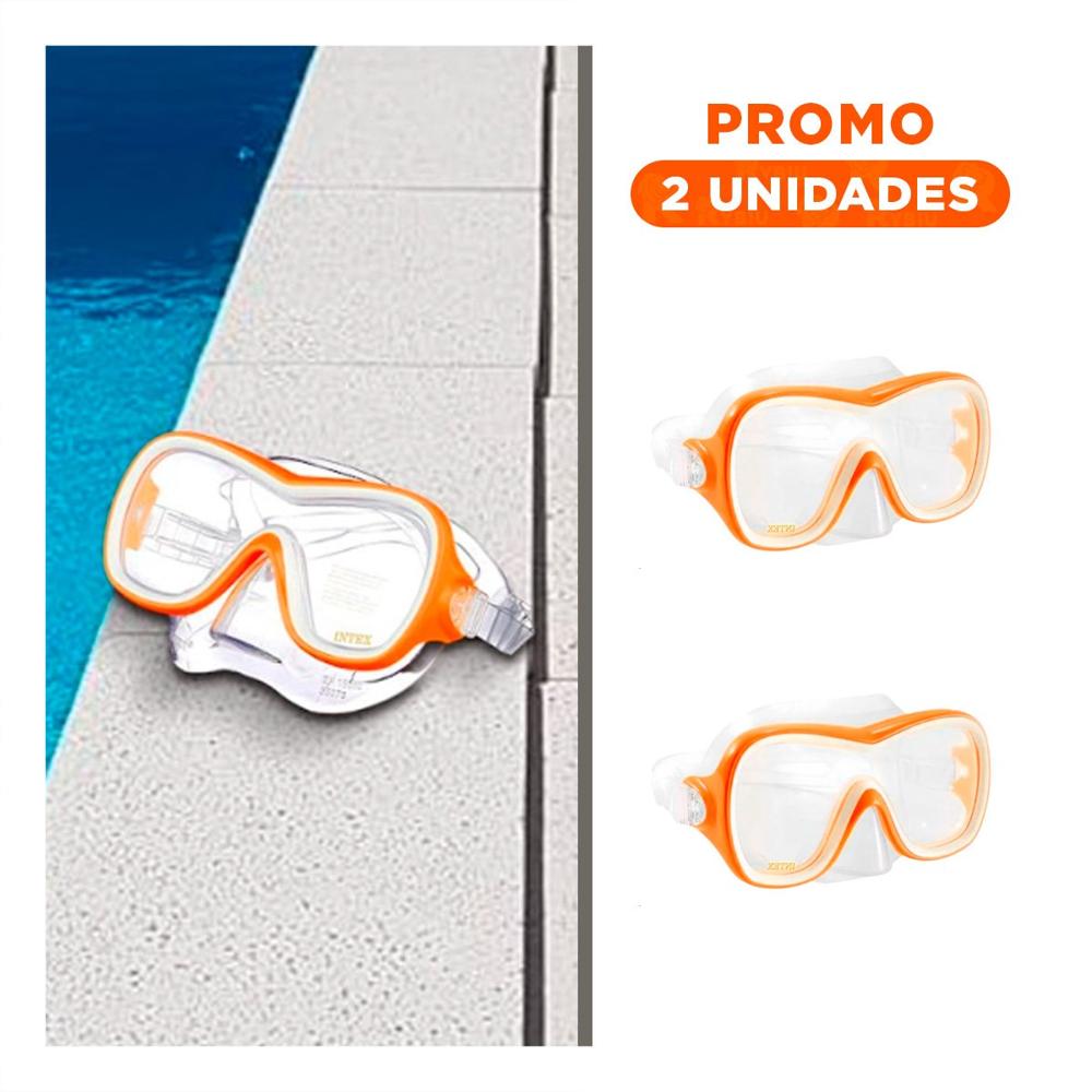 Pack2 Antiparras de Buceo Ergonomico Anaranjado con Vision Subacuatica y Ajuste Suave