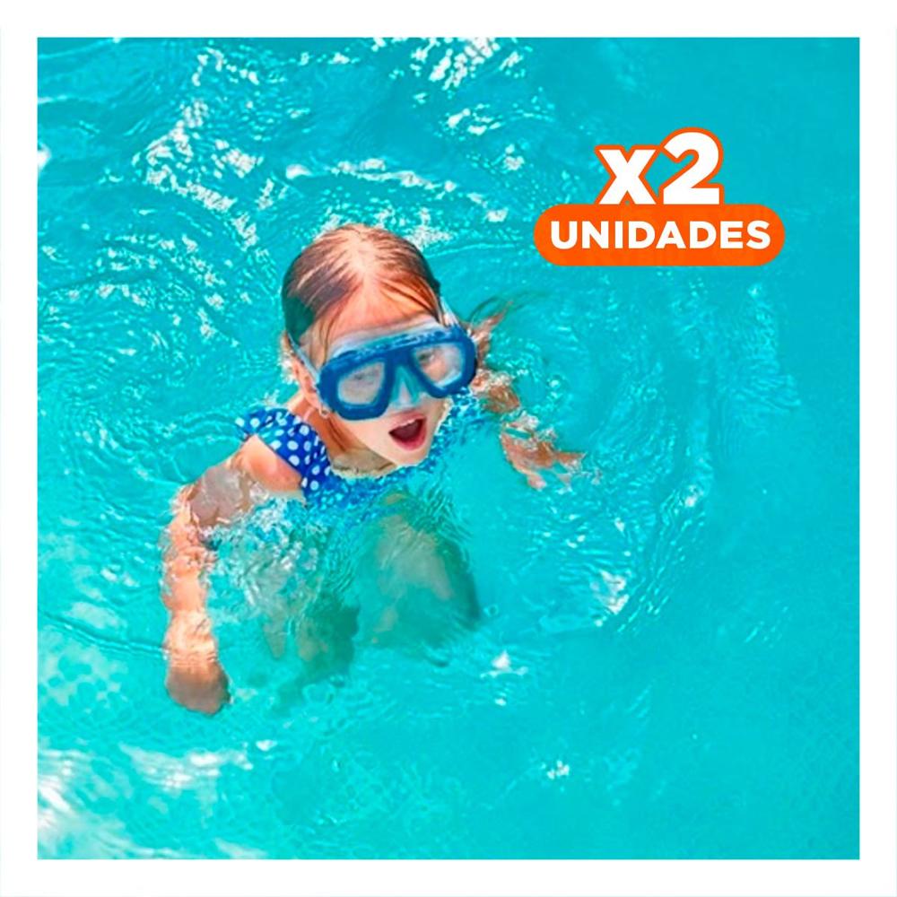 Pack2 Lentes de Buceo Profesional Azul con Correa Firme y Vision Clara en Agua Y+Regalo Sticker