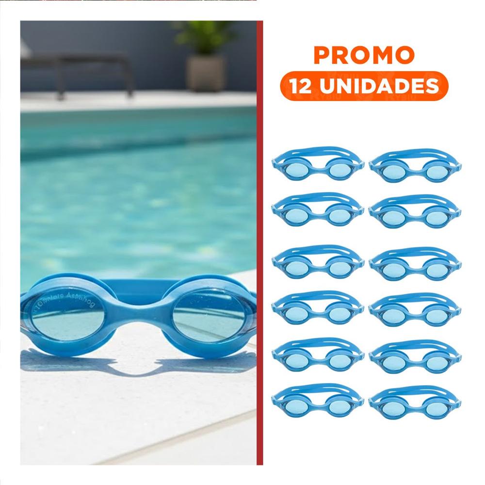 Pack12 Visores De Natacion Unisex Color Celeste Comodos para Piscina Y+Regalo Sticker
