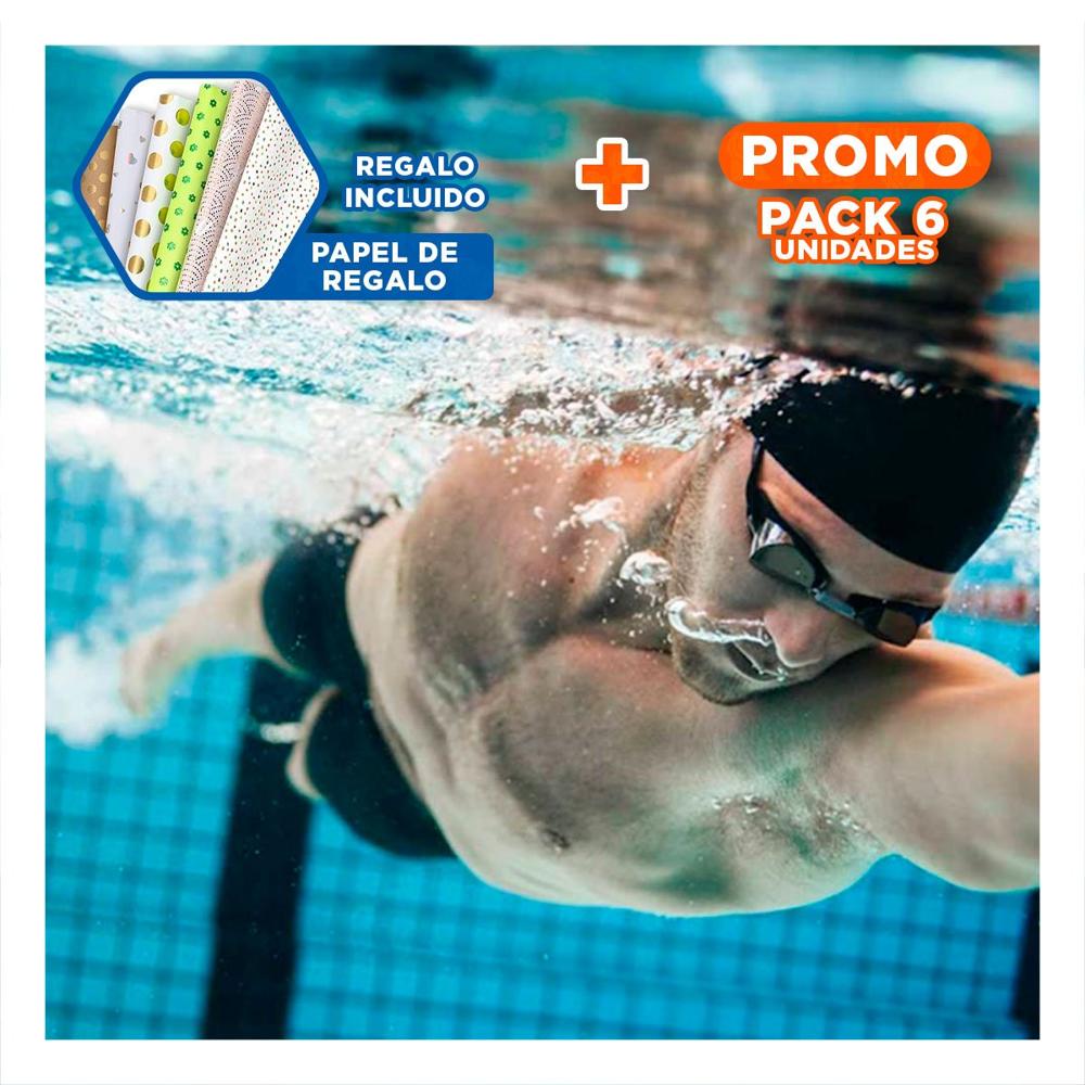 Pack6 Antifaz para Natacion Negro con Estuche 23,7 x 3,8 x 14,4 cm y Ligero Y+Papel Regalo