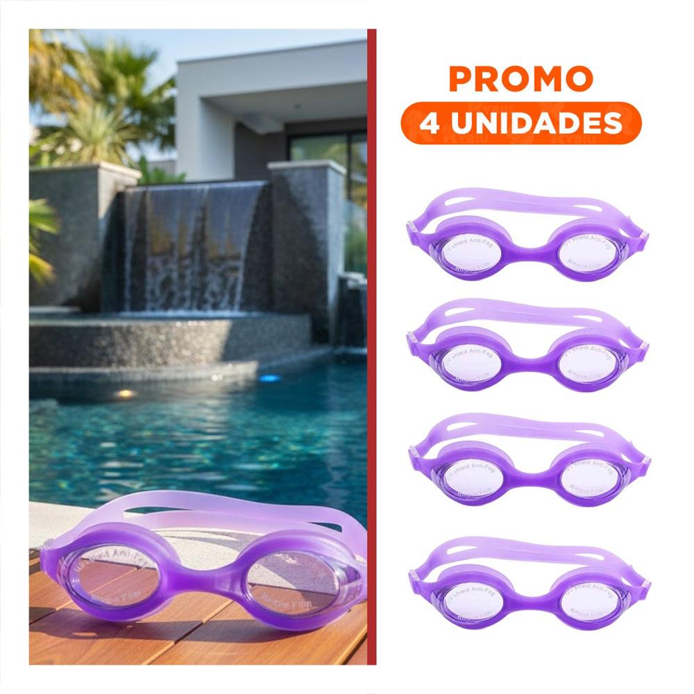 Pack4 Diseno Deportivo Natacion Unisex Color Morado para Piscina y Playa Y+Regalo Sticker