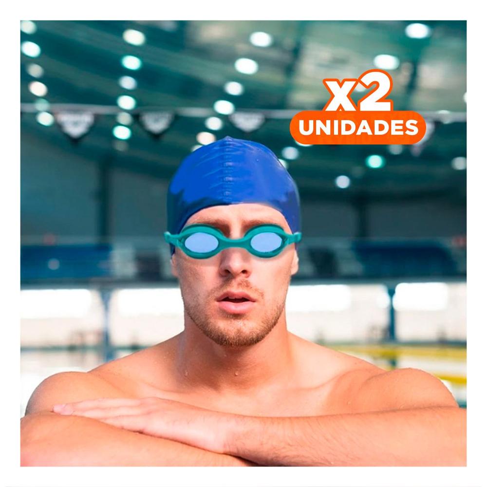 Pack2 Gafa Natacion Celeste con Vision Amplia y Marco Comodo Y+Regalo Sticker