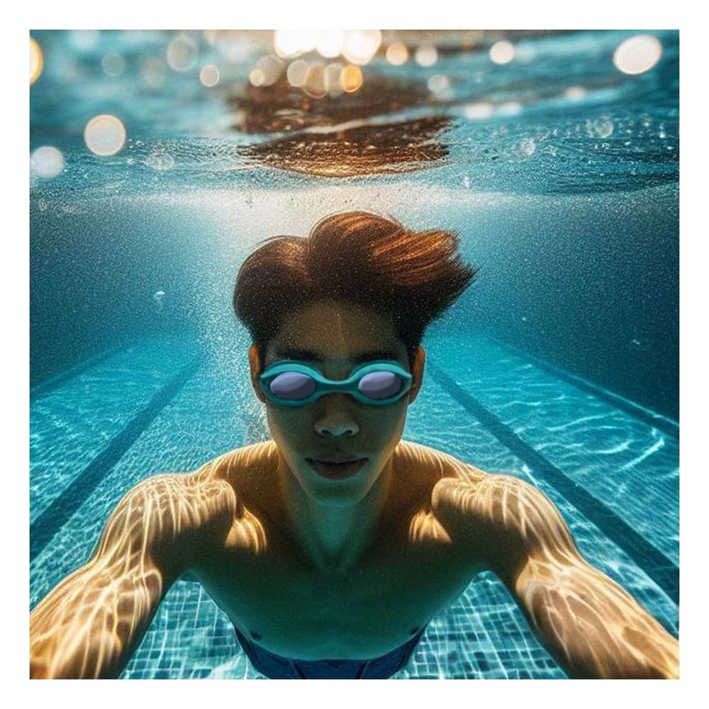 Lente Natacion Celeste Amplio y Correa Flexible Y+Ligas Regalo