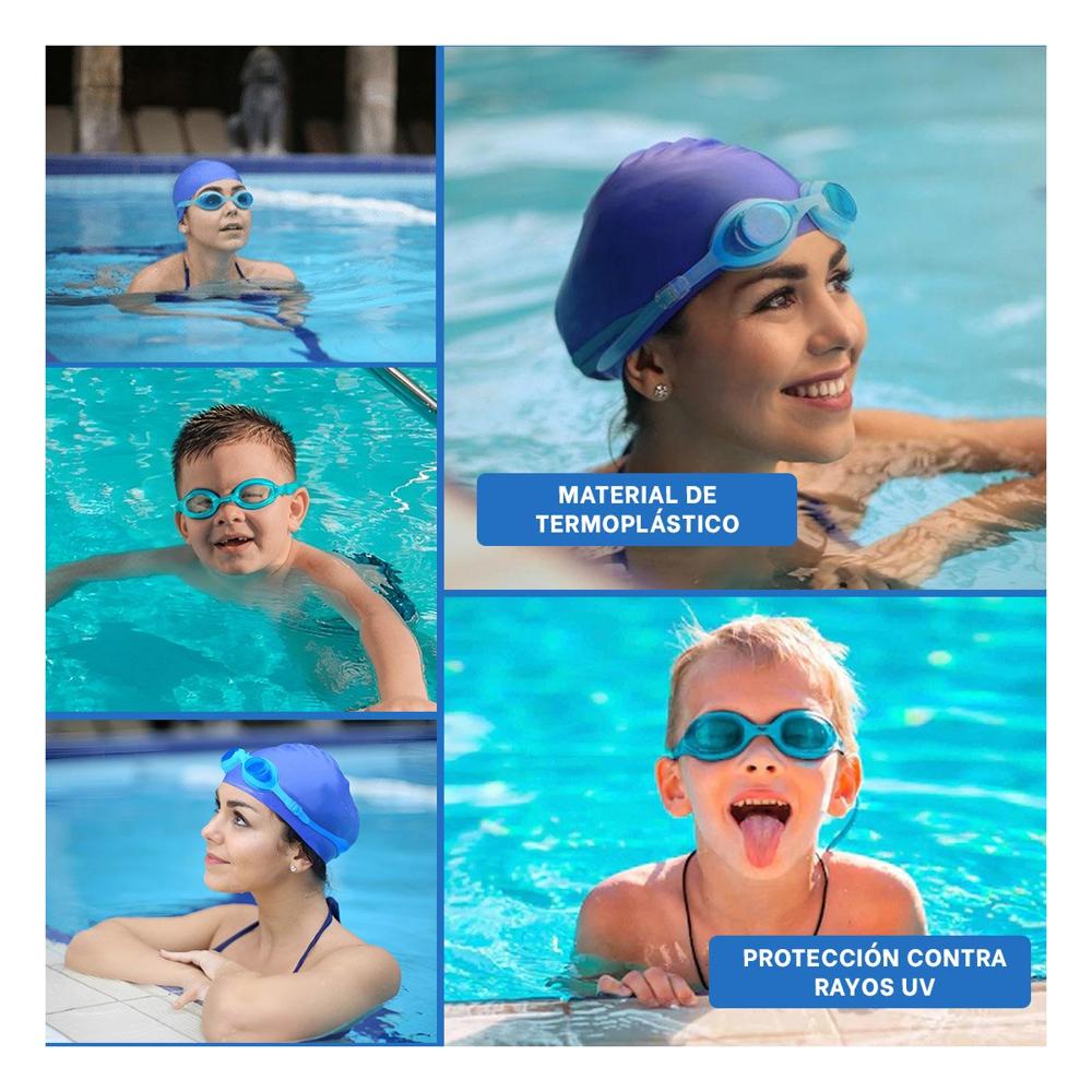 Antiparras De Natacion Unisex Color Celeste para Piscina y Playa Peru Y+Post It