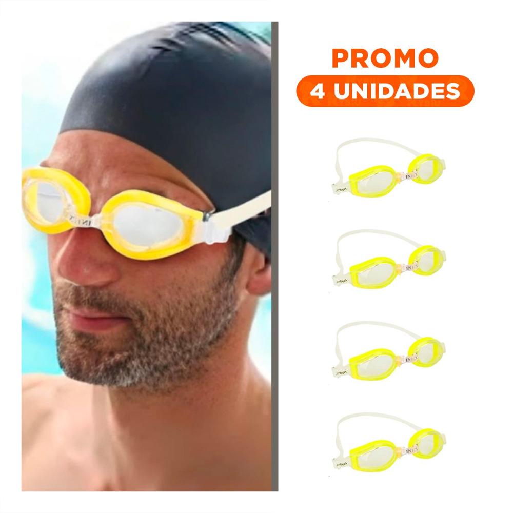 Pack4 Oculares de Natacion Amarillo con Vision Clara en Agua Y+Regalo Sticker