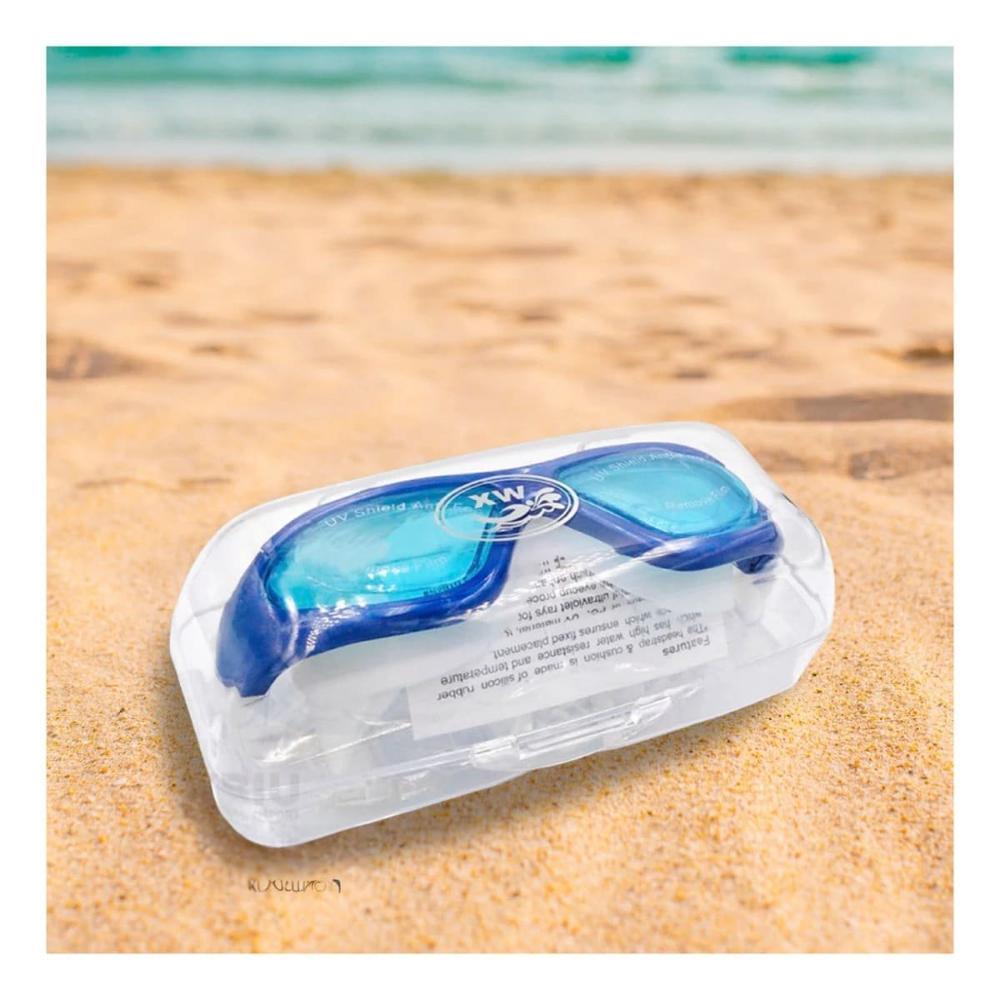 Antiparras Acuaticas Celeste con Estuche para Natacion Recreativa y Deportiva Y+Ligas Regalo