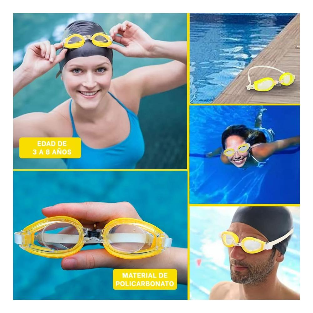 Gafas de Natacion Amarillo con Lente Antivaho y Ajuste Comodo para Niños Y+Post It
