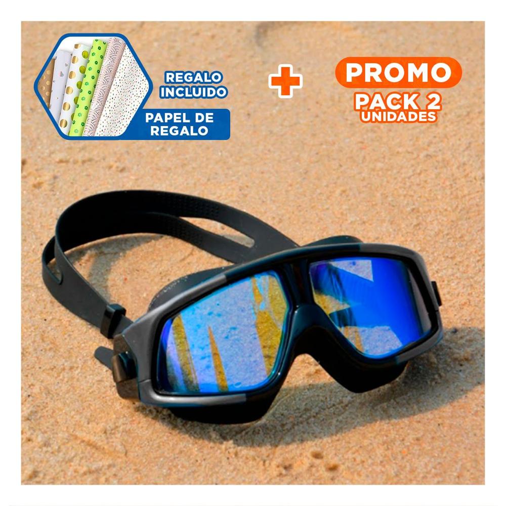 Pack2 Gafas para Natacion Vidrio Templado Negro con Vision Subacuatica Y+Papel Regalo