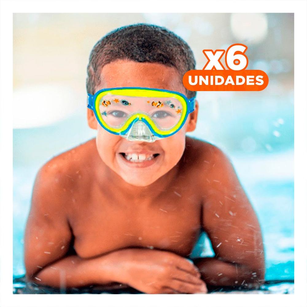 Pack6 Gafas de Buceo Adulto Aviador Azul con Vision Clara y Uso Comodo Y+Regalo Sticker