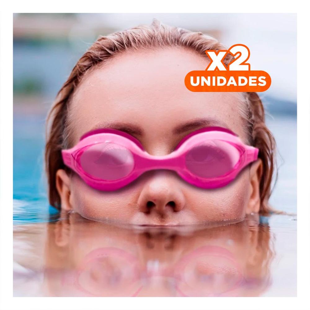 Pack2 Gafa para Natacion Rosado con Marco Ajustable y Lente Nitido Y+Regalo Sticker