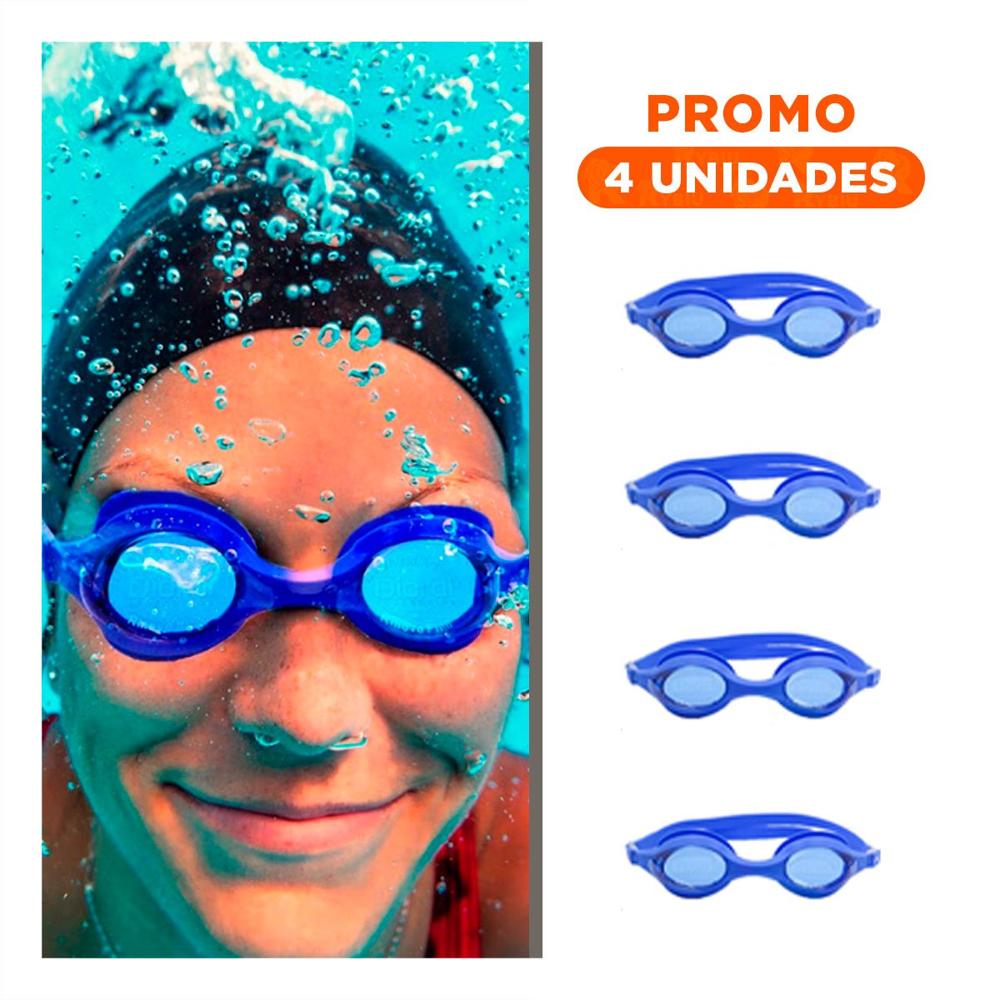 Pack4 Antifaz para Natacion Azul Nitido y Vision Clara Y+Regalo Sticker