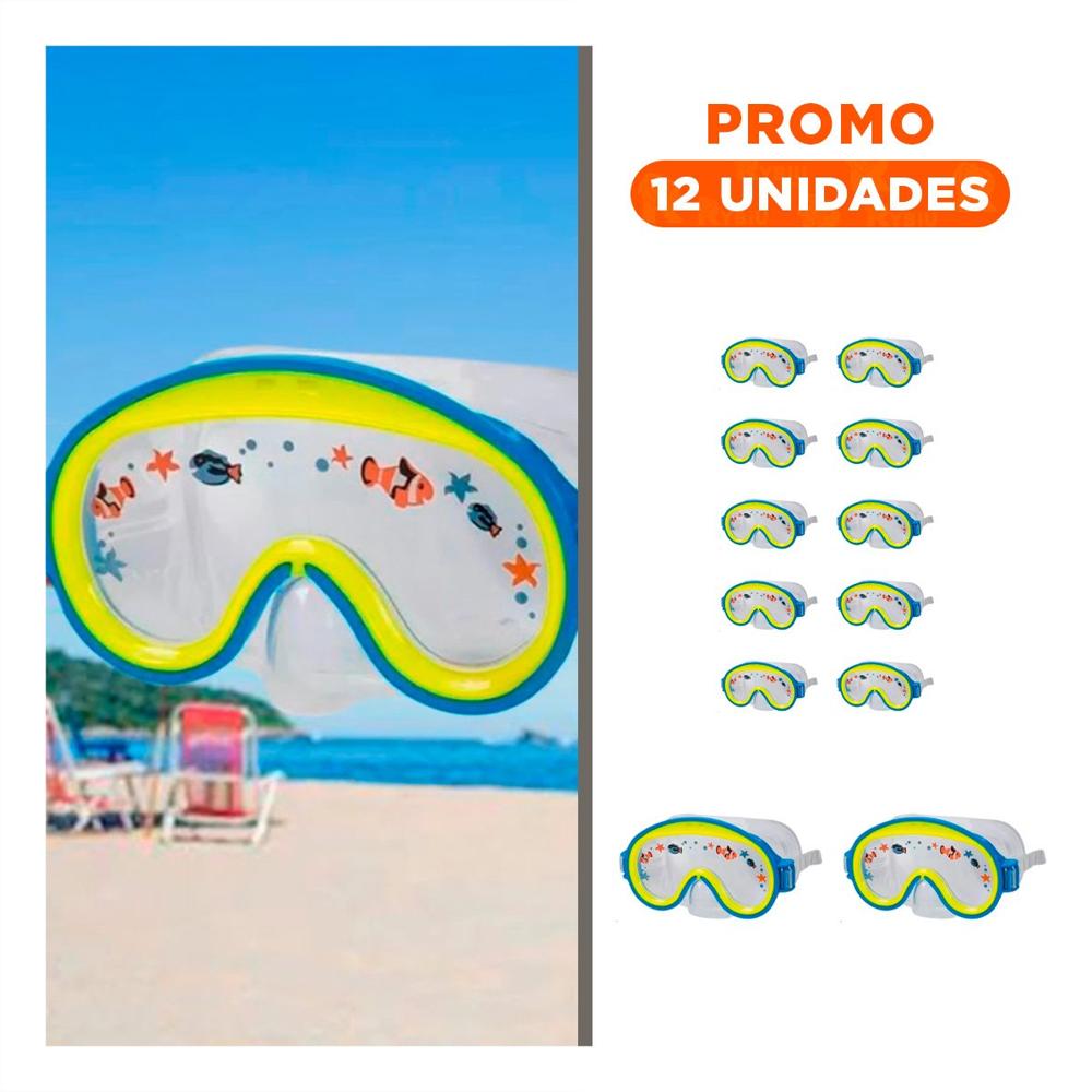 Pack12 Visores de Buceo Aviador Azul con Correa Firme y Vision Nitida Y+Regalo Sticker