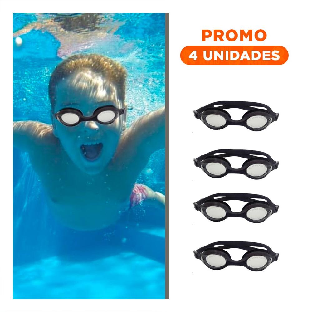 Pack4 Antifaz para Natacion Negro Amplio y Vision Nitida Y+Regalo Sticker