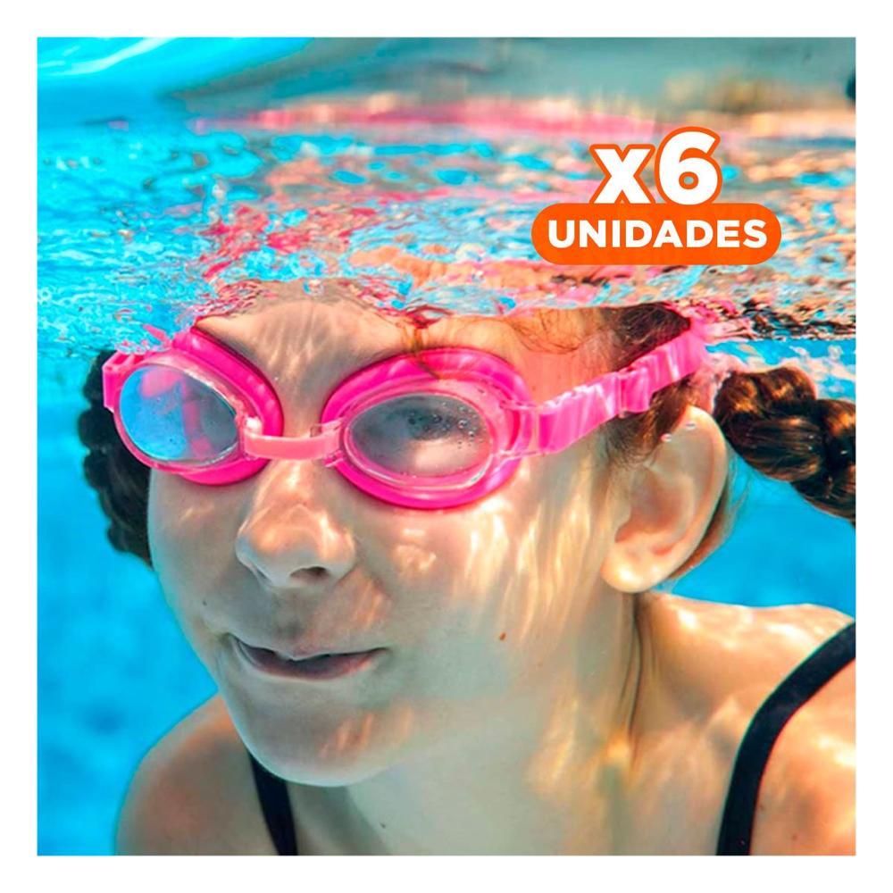 Pack6 Antifaz para Natacion Rosado Claro y Marco Ligero Y+Regalo Sticker