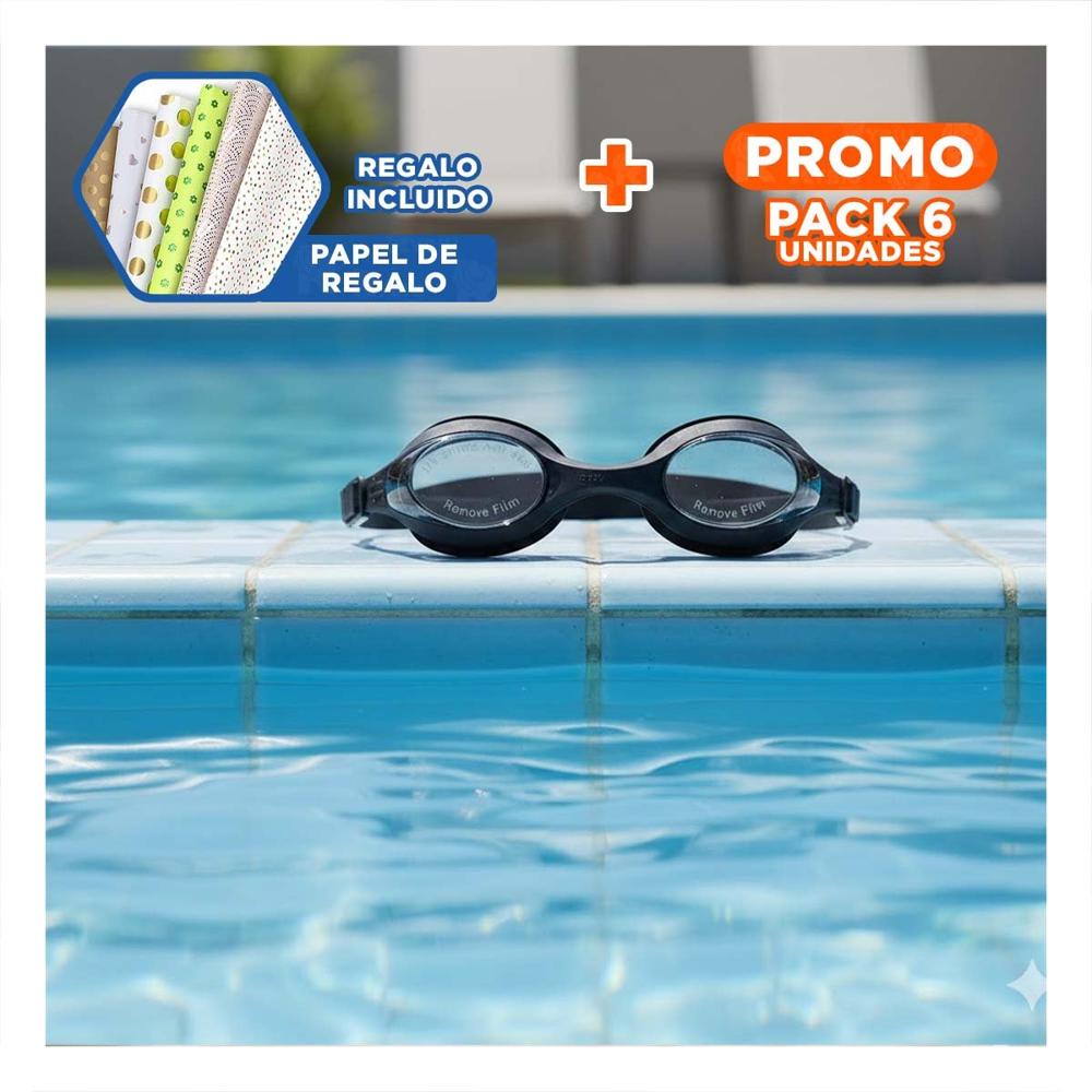 Pack6 Protector Deportivo Negro de Natacion para Piscina con Vision Clara Y+Papel Regalo