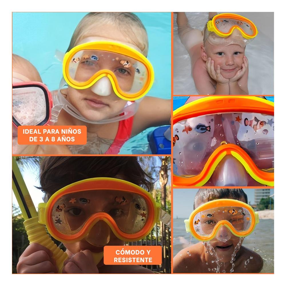 Lentes de Buceo Adulto Aviador Anaranjado con Correa Ajustable Y+Post It