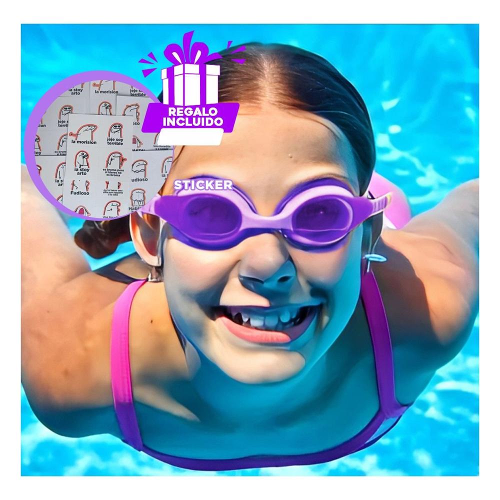 Lentes Comodo para Natacion Unisex Color Morado Uso en Piscina Y+Regalo Sticker