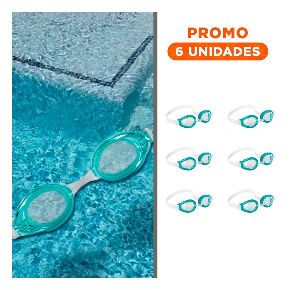 Pack6 Oculares Natacion Verde con Ajuste Seguro y Correa Comoda