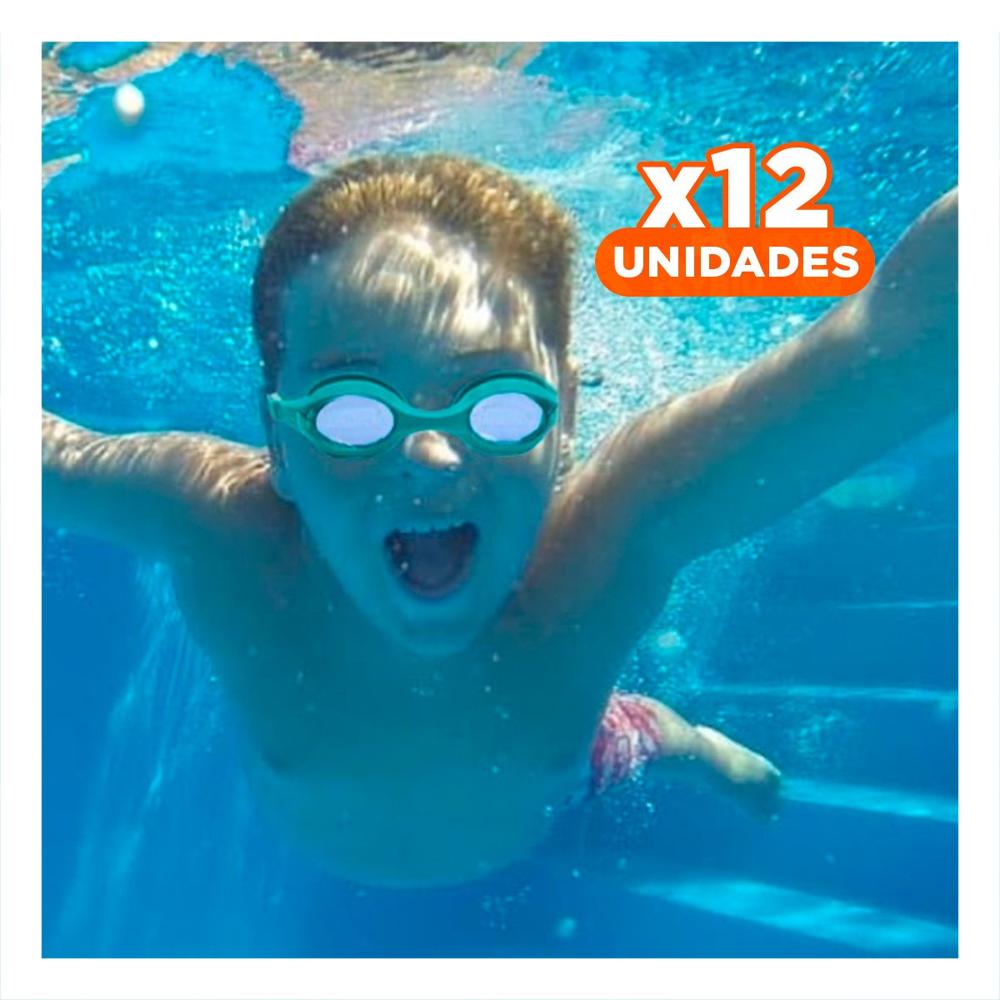 Pack12 Antiparras Natacion Celeste con Marco Comodo y Antivaho