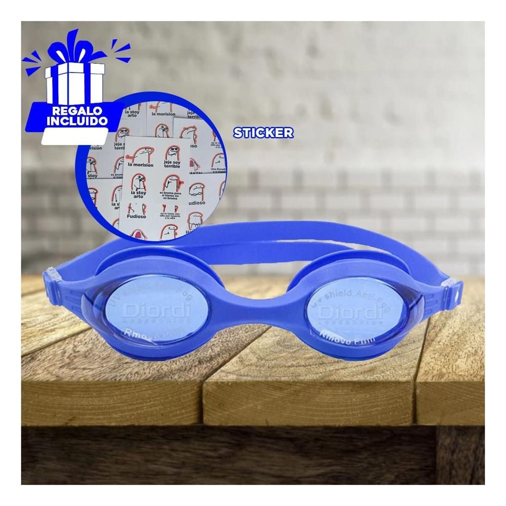Lente para Natacion Azul con Correa Flexible y Vision Clara Y+Regalo Sticker