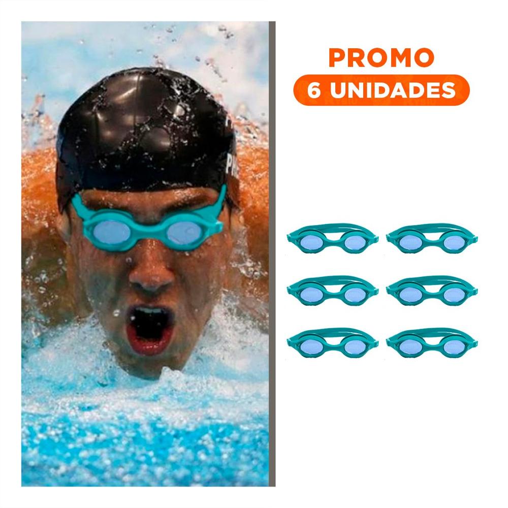 Pack6 Antiparras Natacion Celeste Claro y Ajuste Comodo
