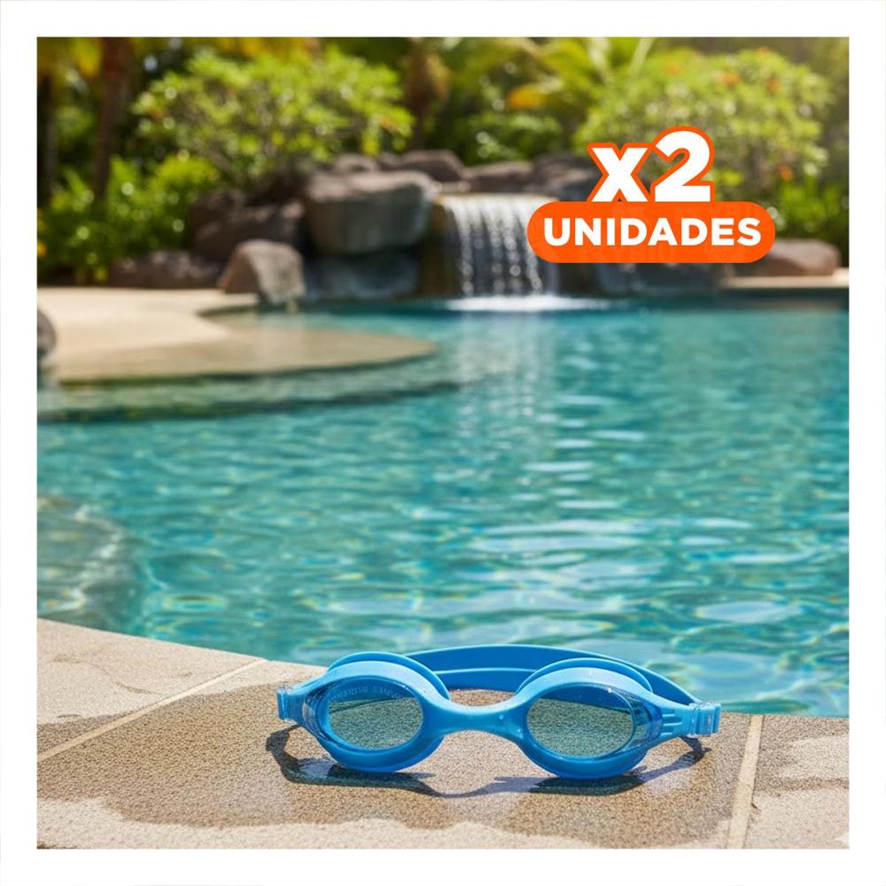 Pack2 Gafas De Natacion Unisex Color Celeste para Entrenamiento Y+Regalo Sticker