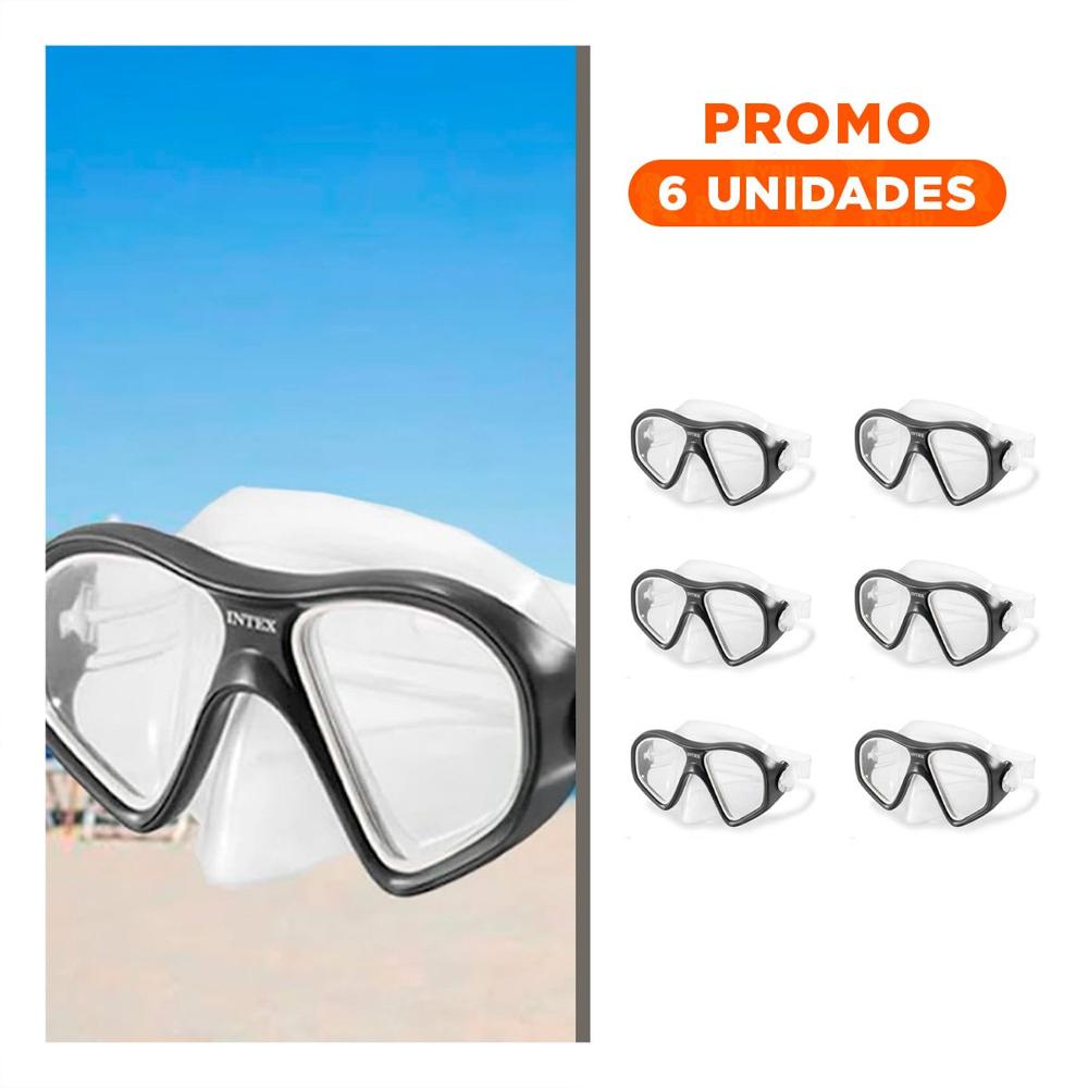 Pack6 Lentes de Buceo Profesional Negro con Cierre Seguro y Uso en Piscina