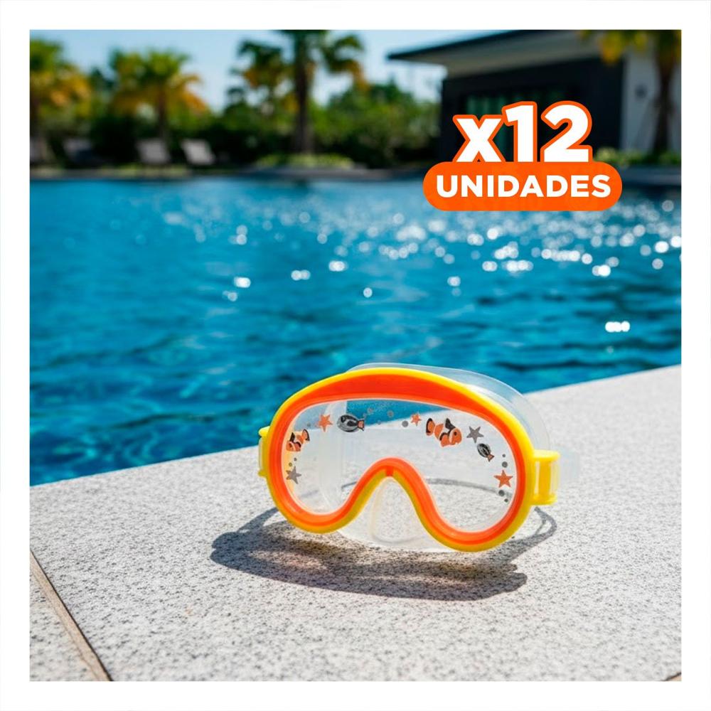 Pack12 Gafas de Buceo Unisex Aviador Anaranjado con Correa Ajustable