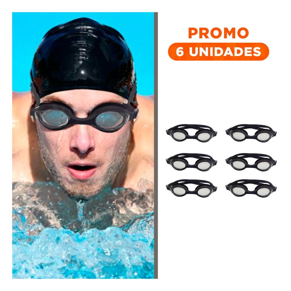 Pack6 Antifaz para Natacion Negro con Marco Comodo y Correa Ligera