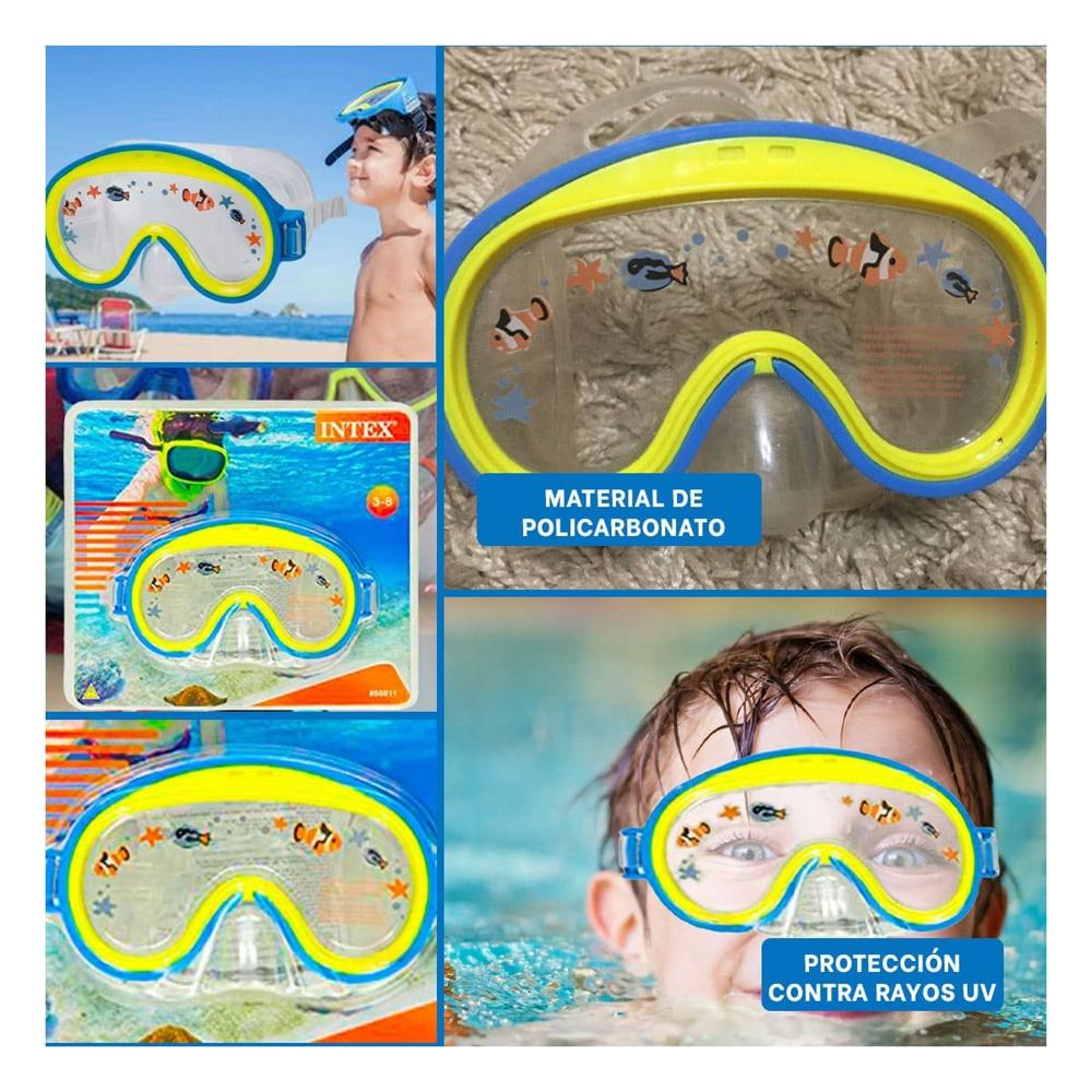 Lentes de Buceo Unisex Aviador Azul con Vision Nitida y Correa Ajustable Y+Post It