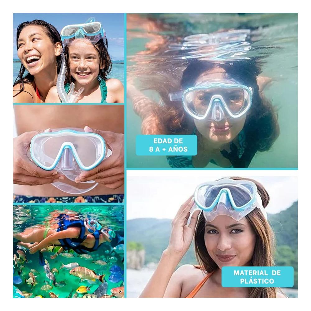 Antiparras de Buceo Unisex Celeste con Vision Subacuatica y Uso Prolongado Y+Post It