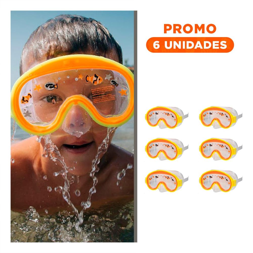 Pack6 Gafas de Buceo Adulto Aviador Anaranjado con Vision Nitida