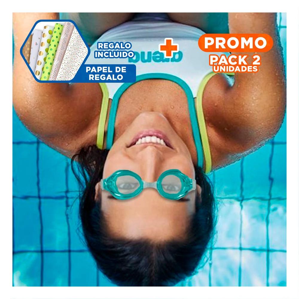 Pack2 Antiparras Natacion Verde con Lente Transparente y Ajuste Comodo Y+Papel Regalo