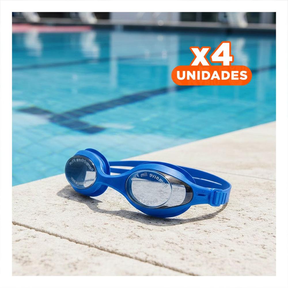 Pack4 Gafas de Natacion Unisex Color Azul para Uso Diario en Piscina