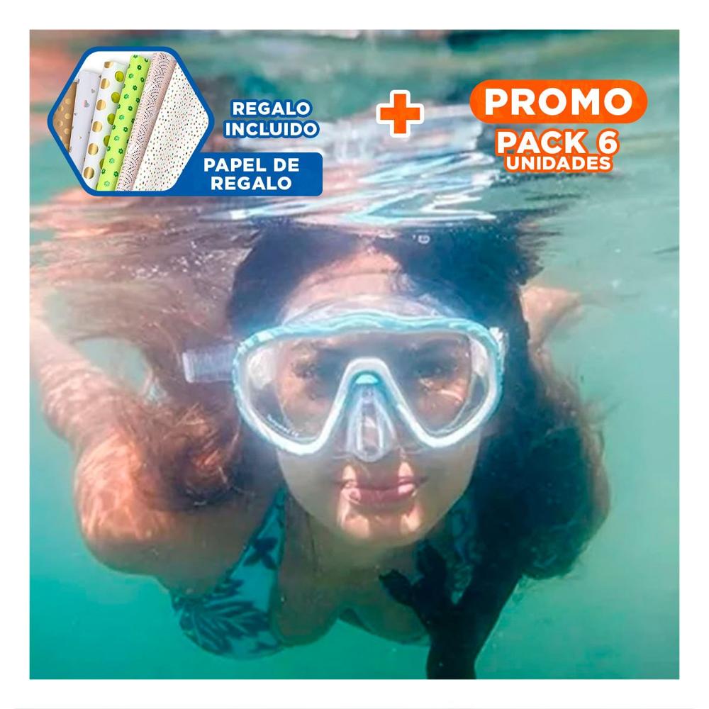 Pack6 Lentes de Buceo Ajustable Celeste con Vision Nitida y Uso Seguro Y+Papel Regalo