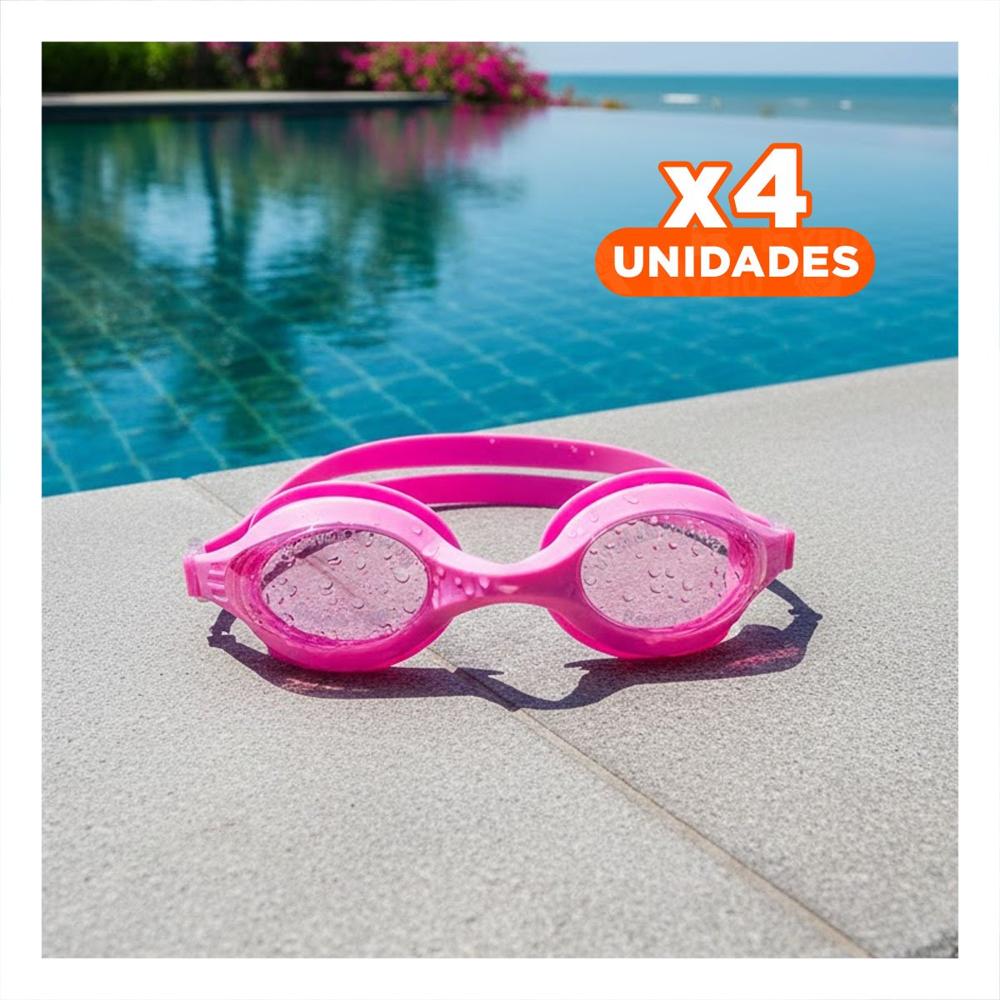 Pack4 Instrumento de Natacion para Ojos con Comodidad y Uso Prolongado en Agua Rosado