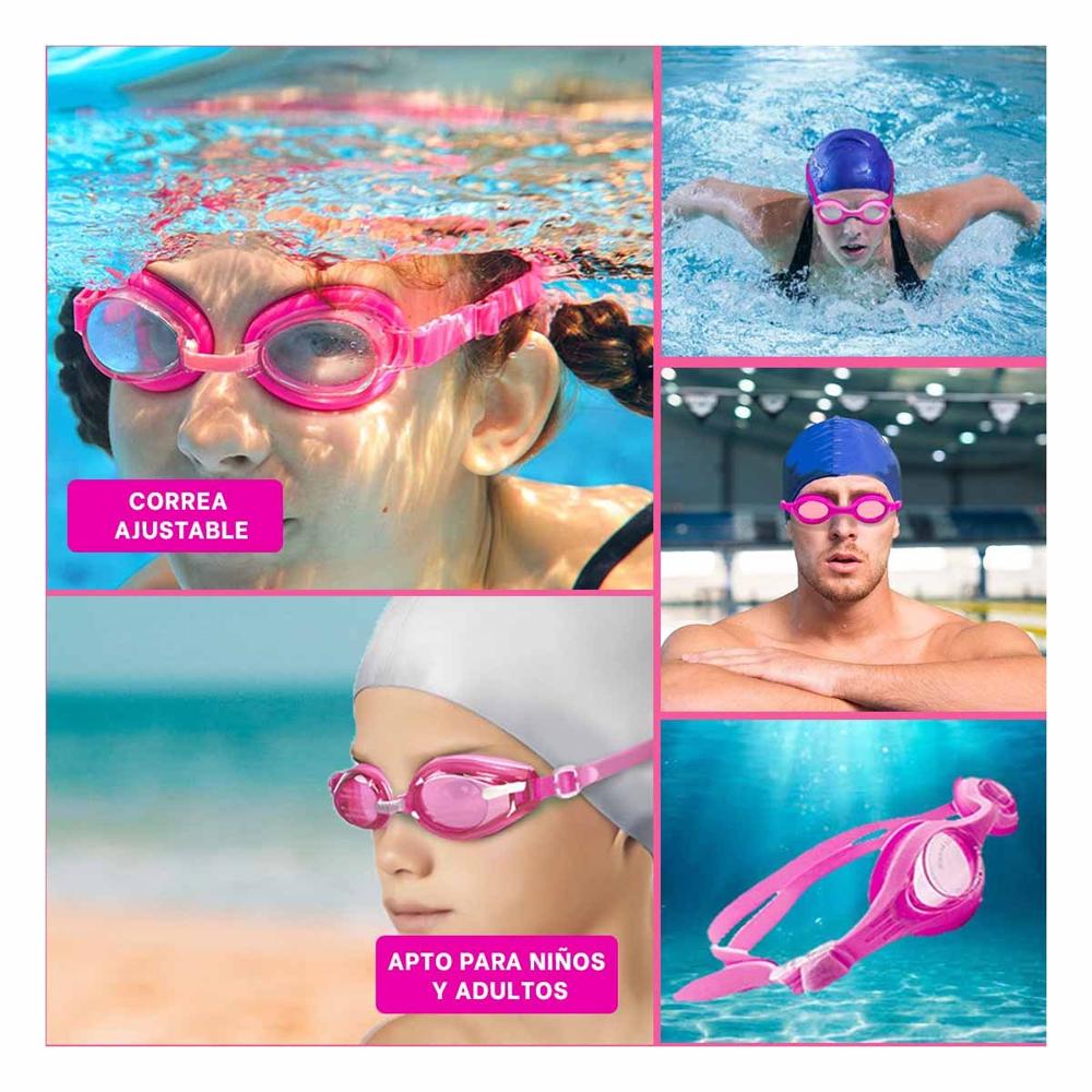 Lente para Natacion Rosado Antivaho y Ajuste Comodo