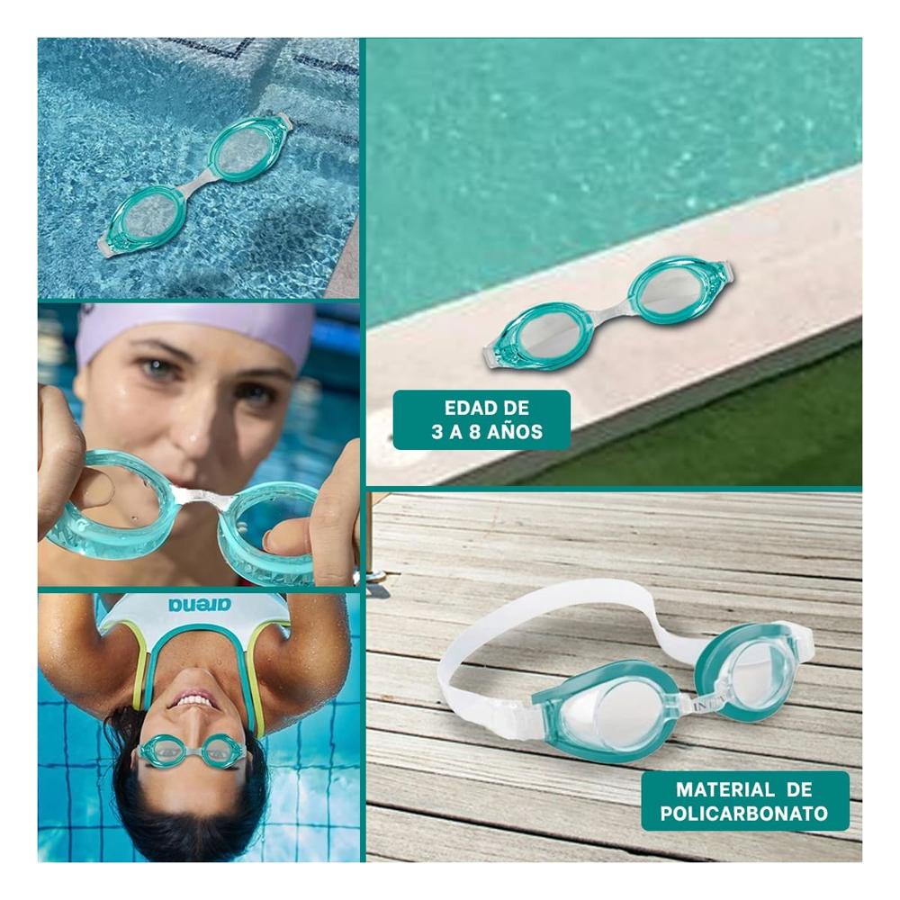 Gafas Natacion Verde con Lente Transparente y Correa Facil Y+Post It