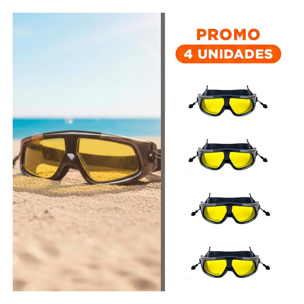 Pack4 Visores Natacion Unisex Vidrio Templado Negro con Vision Clara Y+Regalo Sticker
