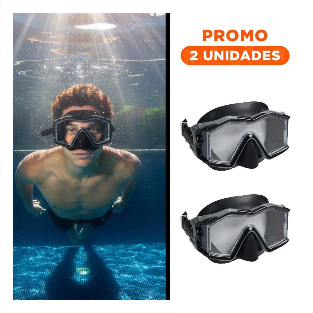 Pack2 Anteojo Natacion Negro 180 Grados y Ajuste Comodo