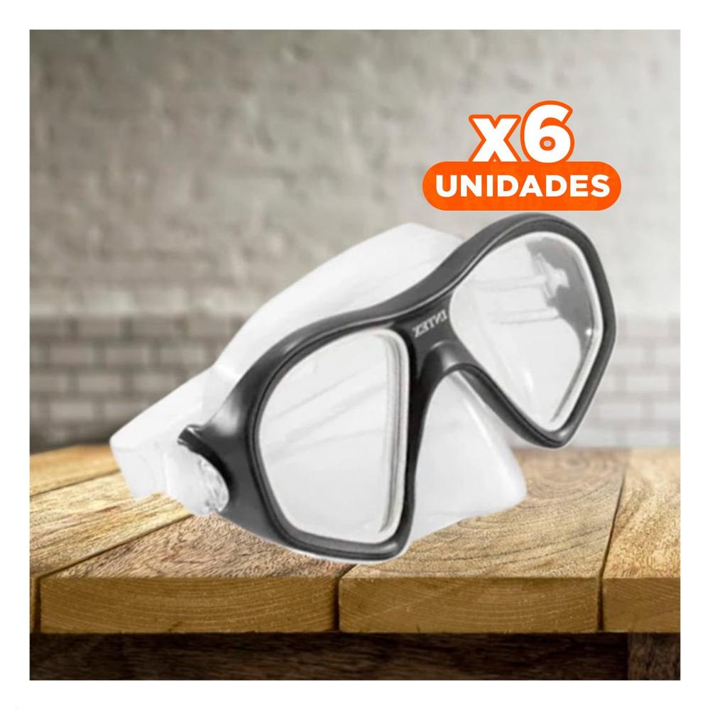 Pack6 Lentes de Buceo Adulto Negro con Ajuste Ergonomico y Cierre Firme Y+Regalo Sticker