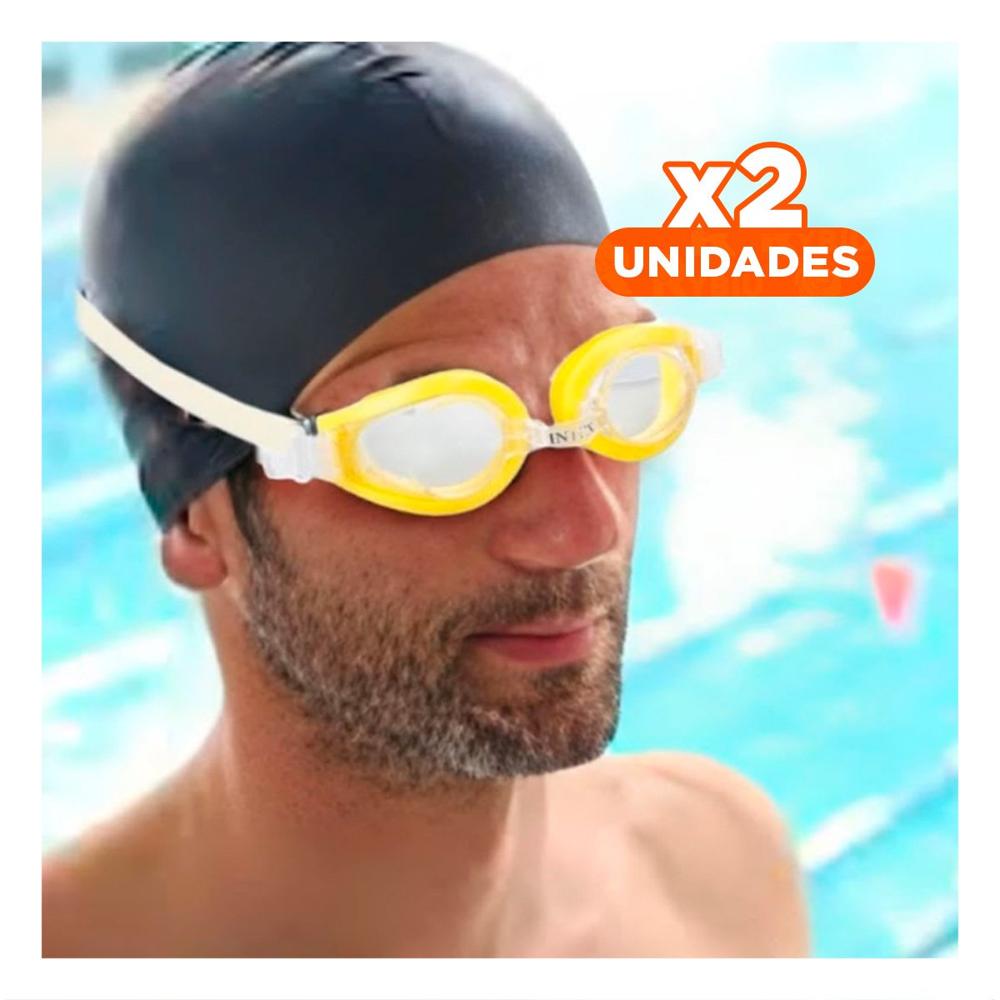 Pack2 Antiparras Natacion Amarillo con Lente Transparente y Marco Resistente Y+Regalo Sticker