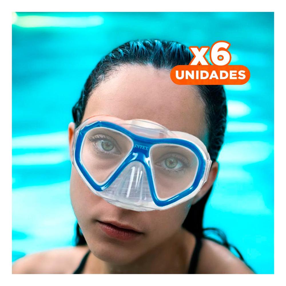 Pack6 Gafas de Buceo Adulto Azul con Vision Clara y Uso Comodo en Agua Y+Regalo Sticker