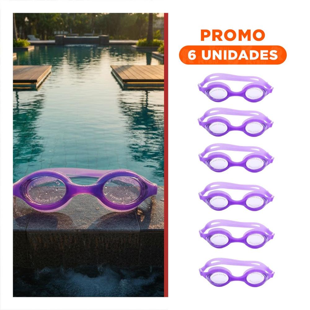 Pack6 Lentes Unisex Natacion Color Morado para Piscina y Playa