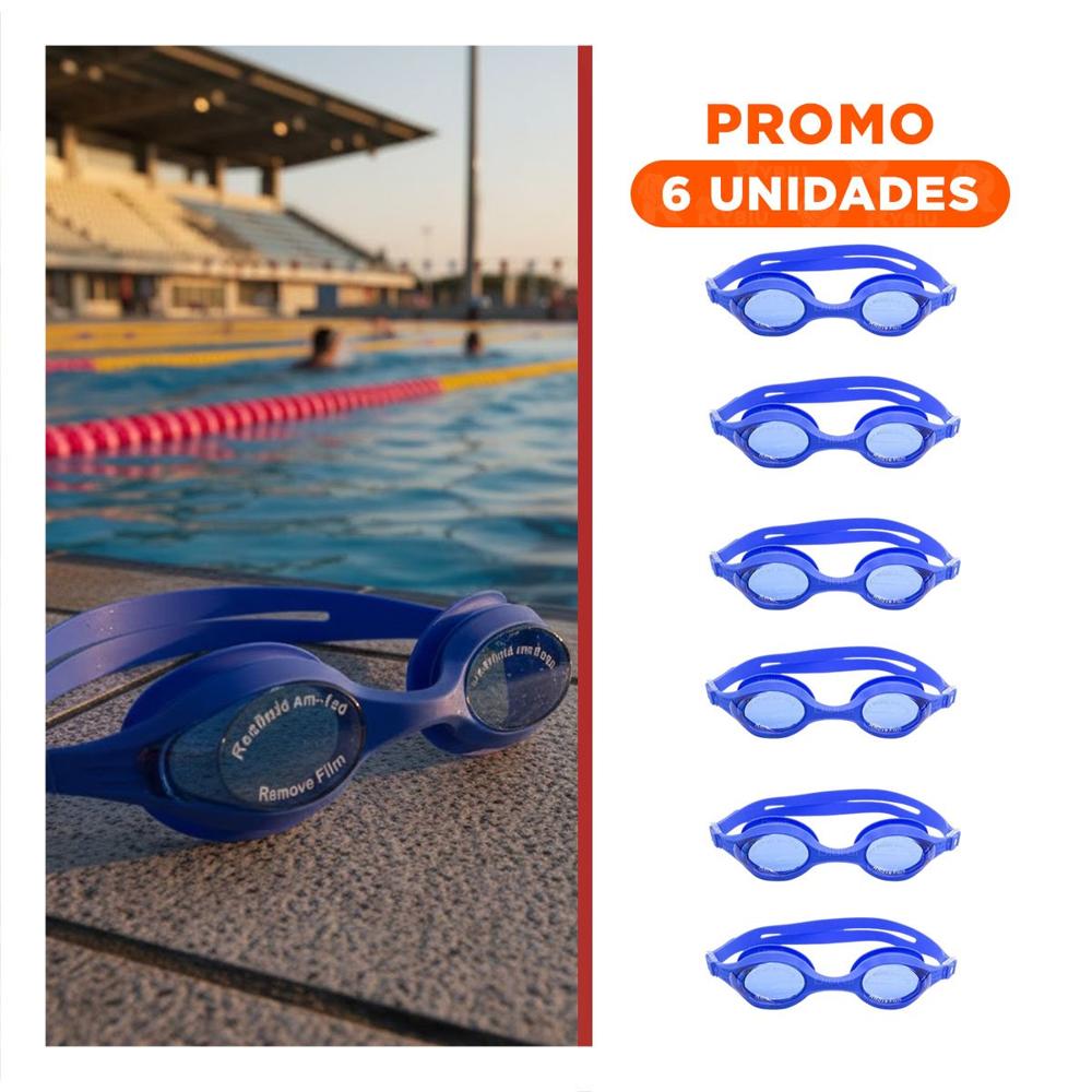 Pack6 Goggles de Natacion Unisex Color Azul con Proteccion Ocular en Piscina