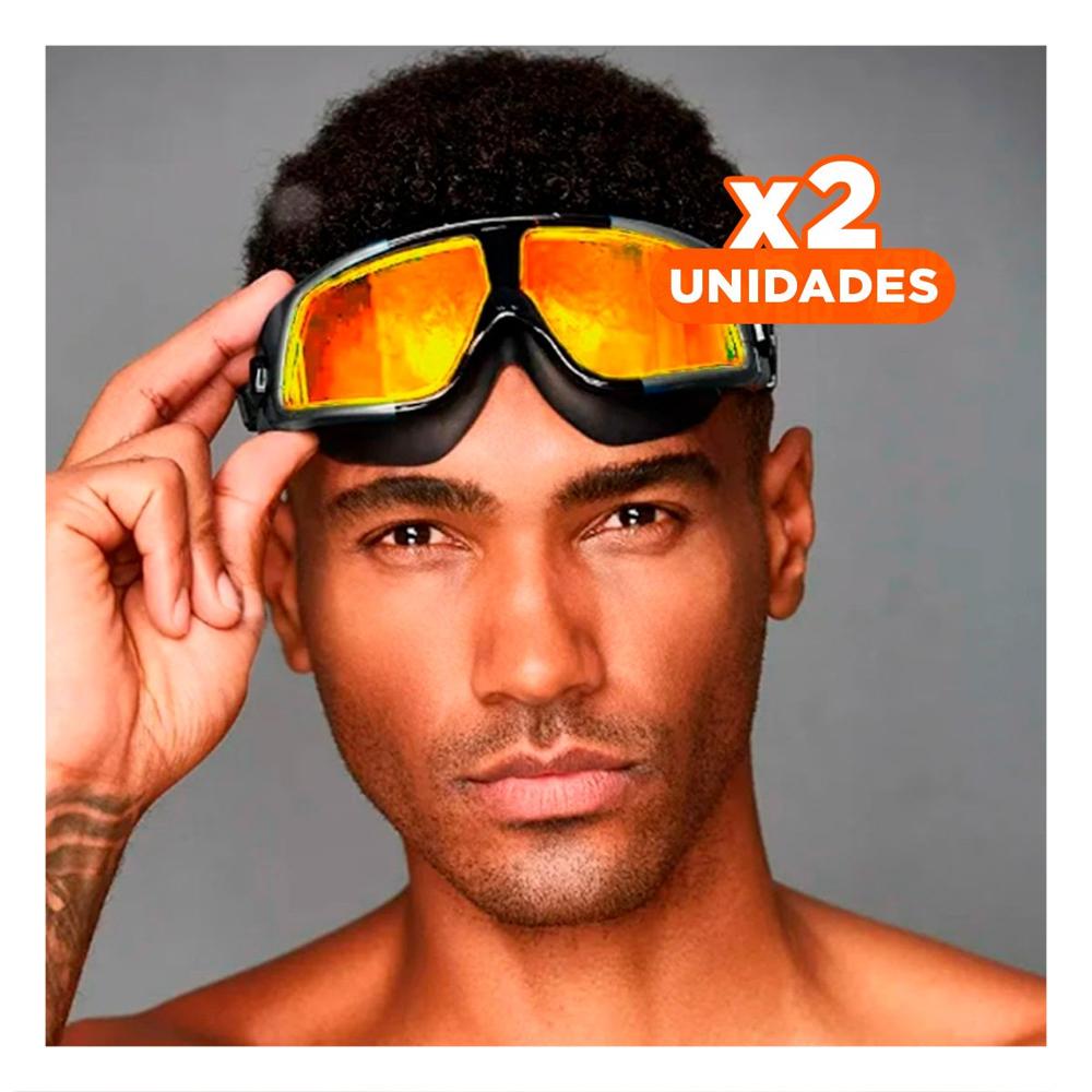 Pack2 Visores Natacion Adulto Vidrio Templado Negro con Ajuste Comodo Y+Regalo Sticker