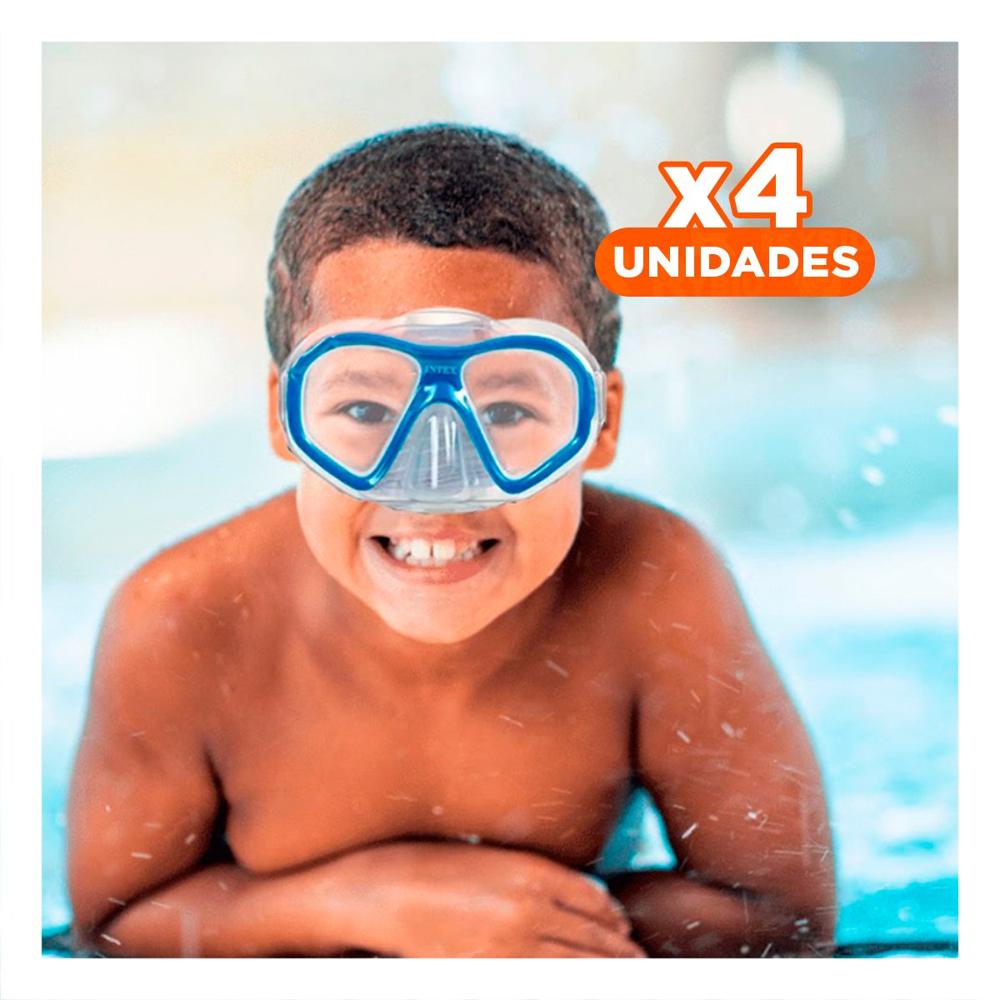 Pack4 Lentes de Buceo Adulto Azul con Ajuste Ergonomico y Cierre Seguro