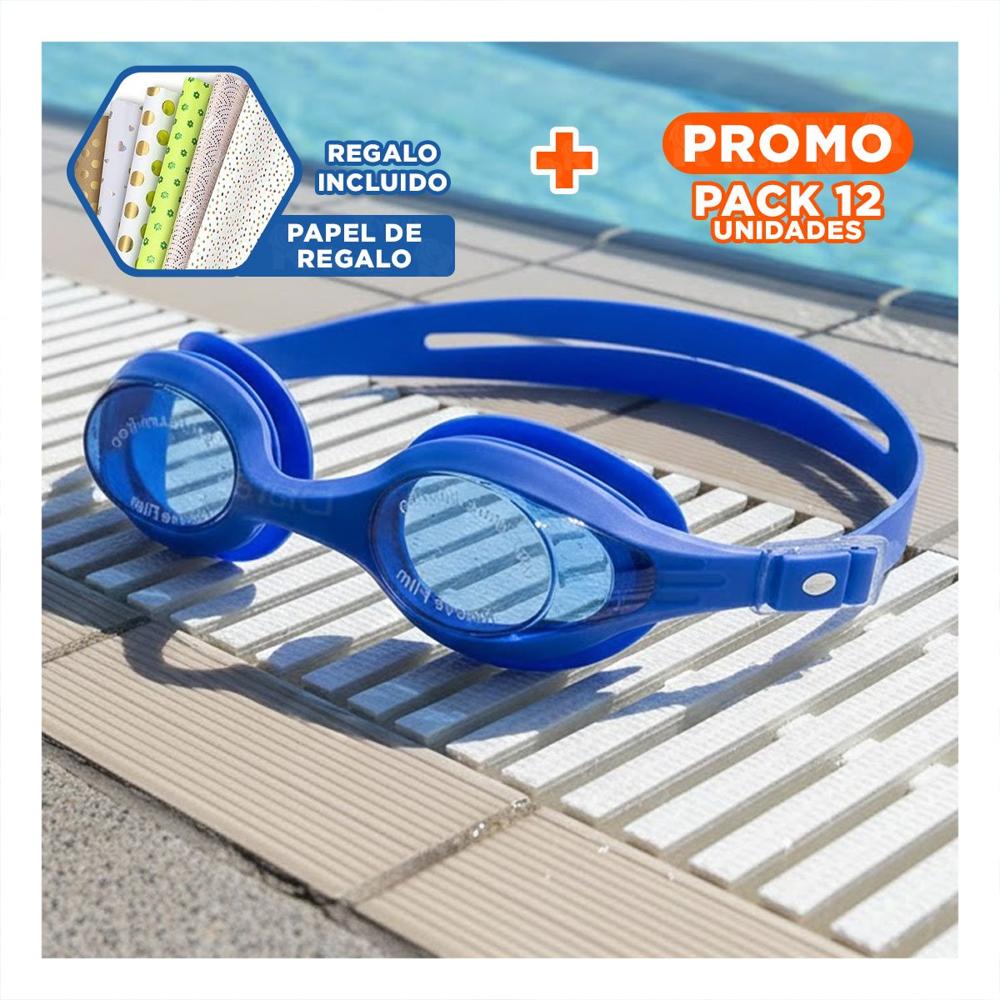 Pack12 Visores de Natacion Unisex Color Azul para Piscina Familiar Y+Papel Regalo