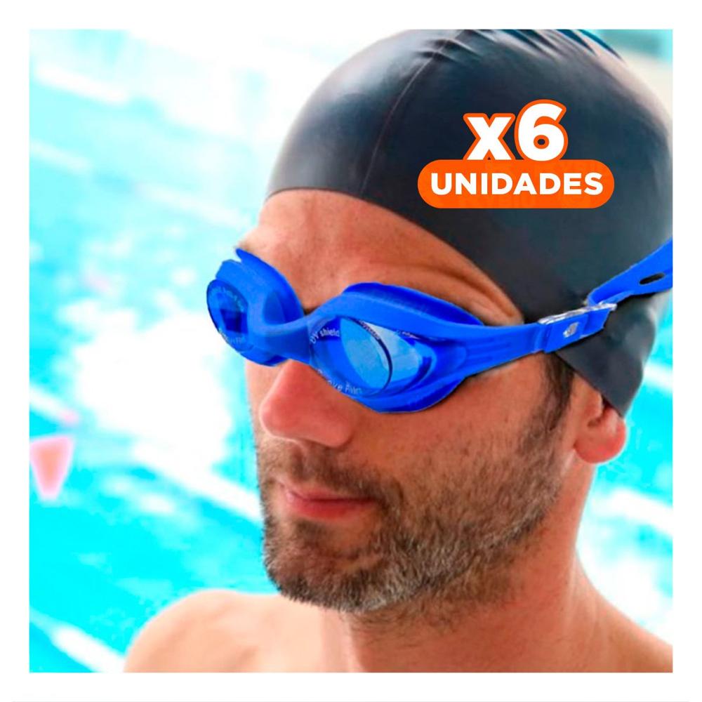 Pack6 Antifaz para Natacion Azul Claro y Marco Ligero Y+Regalo Sticker