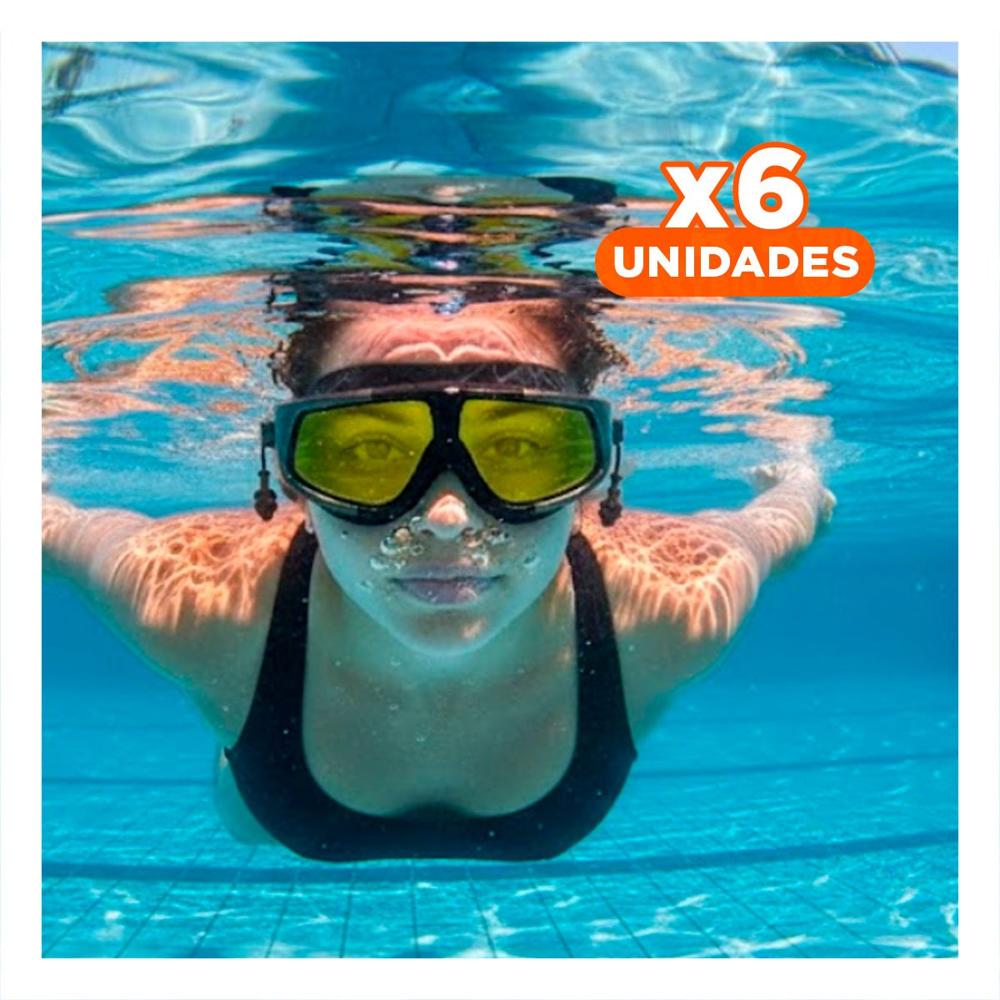 Pack6 Oculares Natacion Profesional Vidrio Templado Negro con Cierre Suave Y+Regalo Sticker